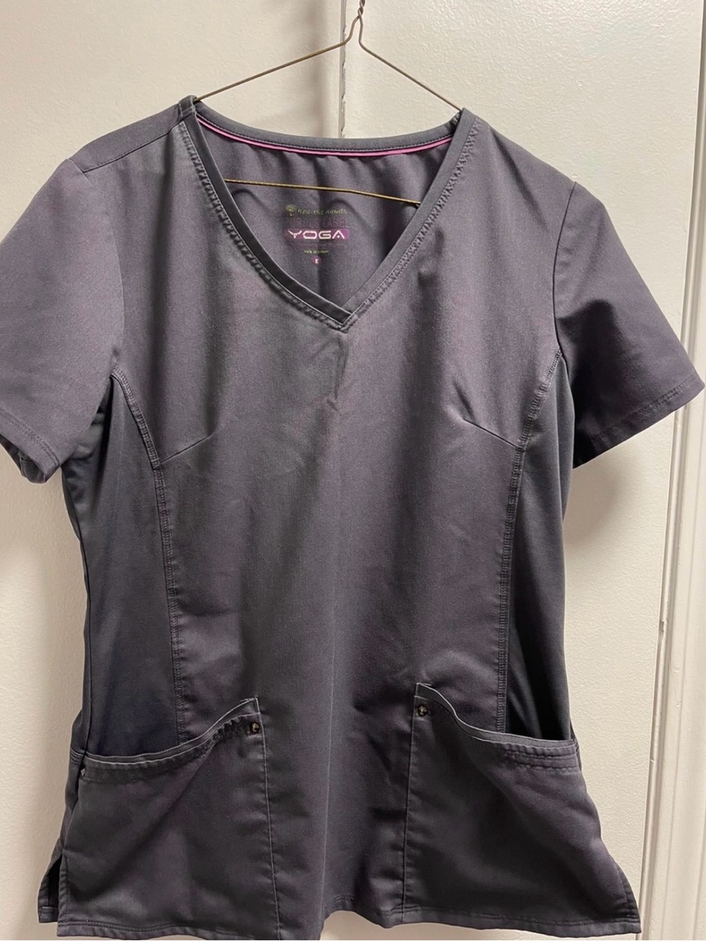 * Healing Hands GRAY Purple Label Scrub Top